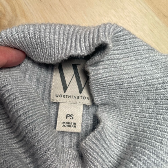 Worthington Ribbed Mock Neck Sweater Gray Womens Petite Small Soft Knit - Picture 4 of 8